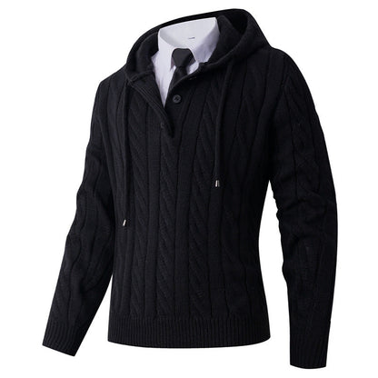 Herren Strickjacke Kapuze Zopfmuster Modern