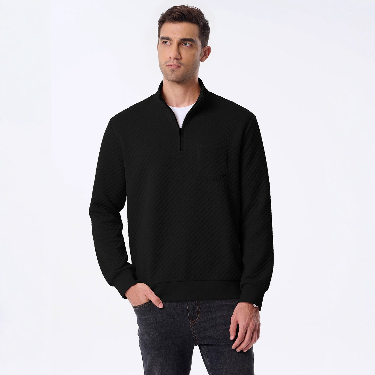 Herren Pullover Stepp mit V-Ausschnitt Modern