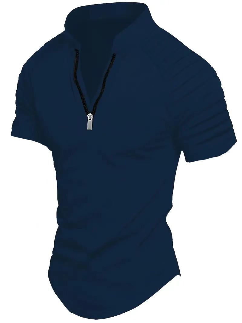 Herren Sportshirt Kurzarm Zip Modern