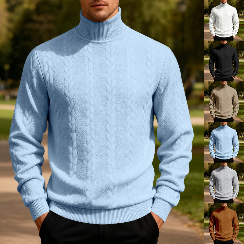 Herren Pullover Stehkragen Zopfmuster Strick - BerlinGlamour