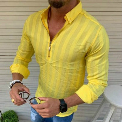 Herren Langarmshirt Modern Streifenmuster Slim Fit