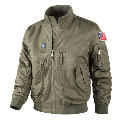 Herren Bomberjacke Modern mit Viel Taschen Schwarz