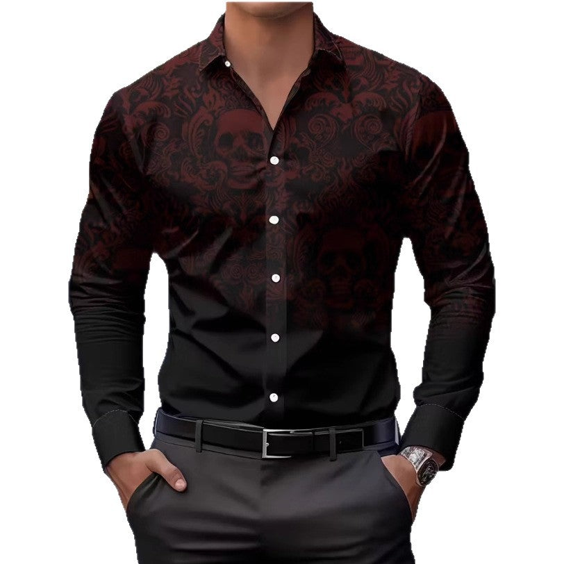 Herren Hemd mit Totenkopf Design Schwarz Cool