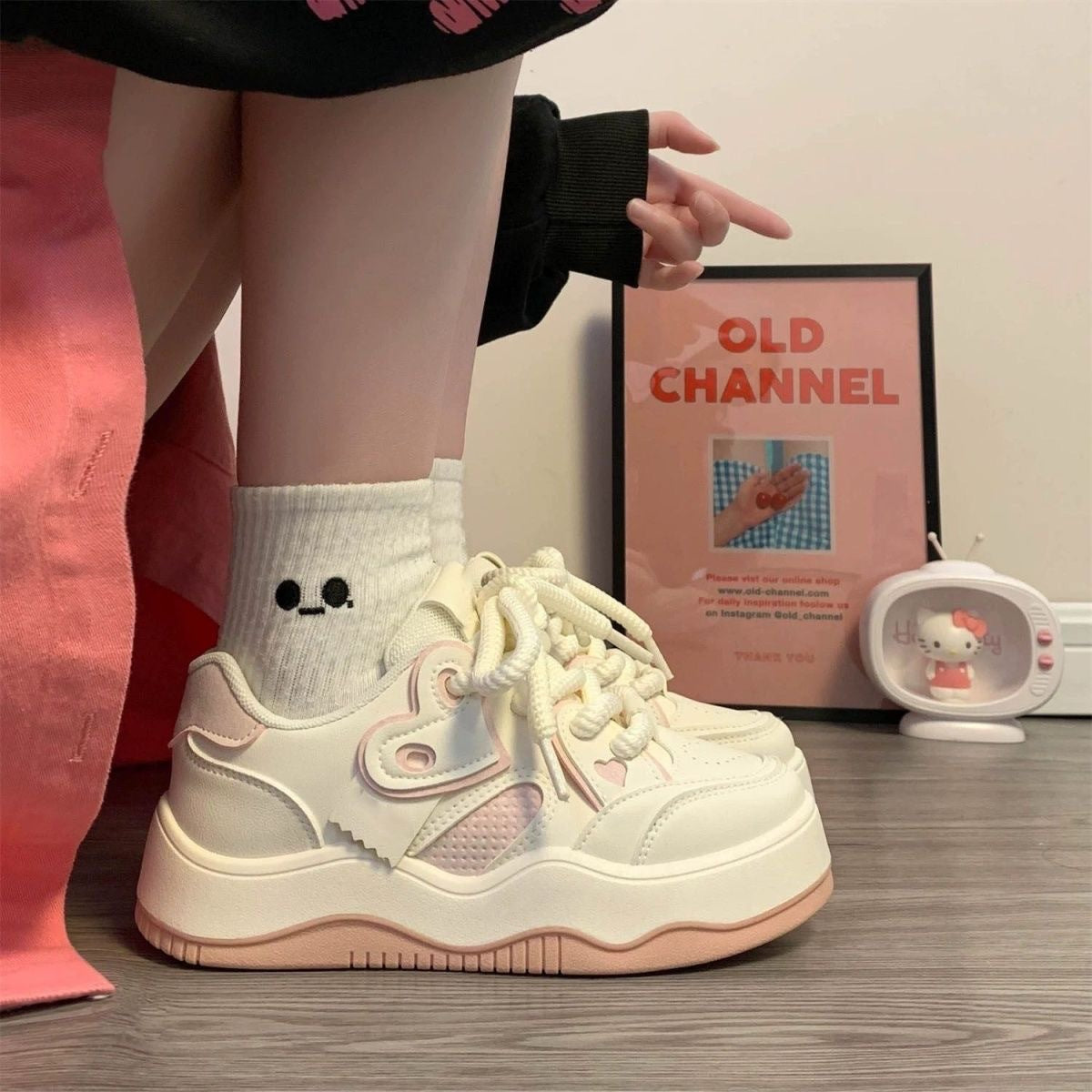 Damen Sneaker Herz Design Komfort Schuhe Frauen