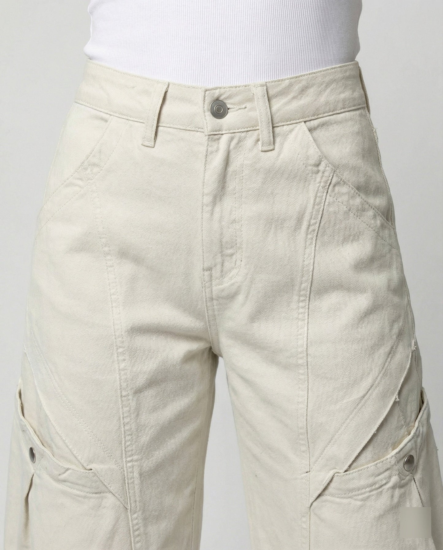 Damen Palazzohose Highwaist mit Klappentaschen und elastischem Saum