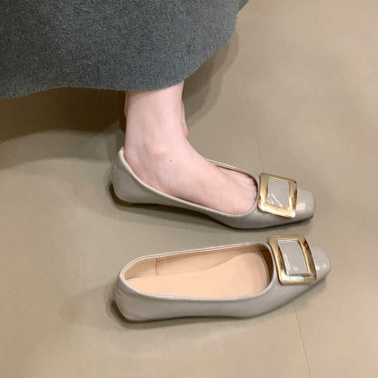 Damen Ballerinas Elegante Lack Schnalle Schuhe