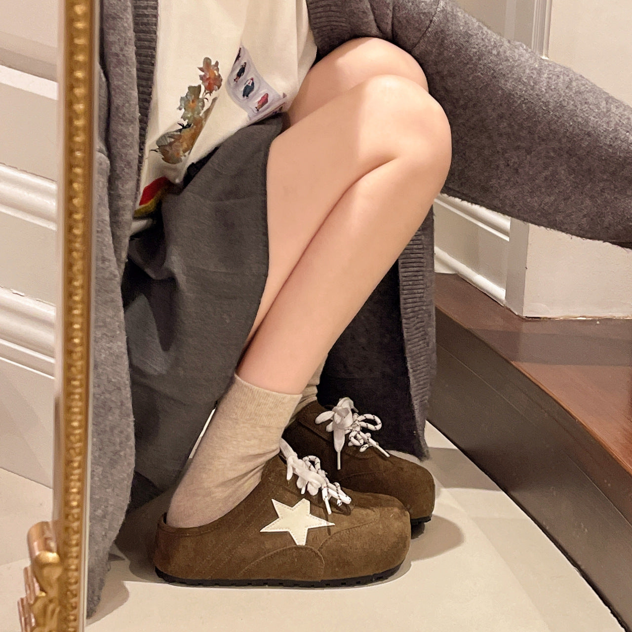Damen Clogs Bequem Sternemblem Rutschfest