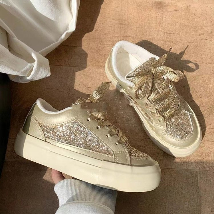 Damen Sneaker Glitzer Glanz atmungsaktiv Rutschfest