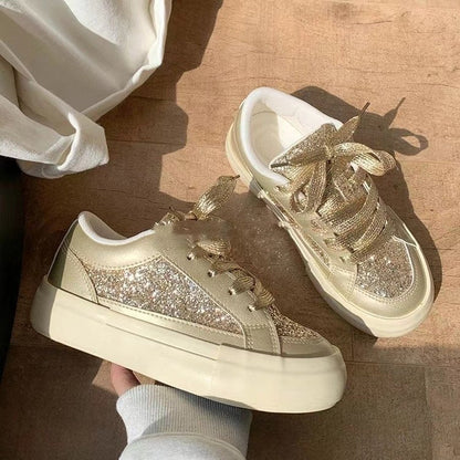 Damen Sneaker Glitzer Glanz atmungsaktiv Rutschfest