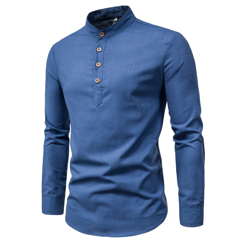 Herren Langarmhemd Stehkragen Elegantes Business Hemd Modern