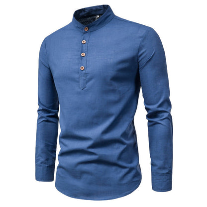 Herren Langarmhemd Stehkragen Elegantes Business Hemd Modern