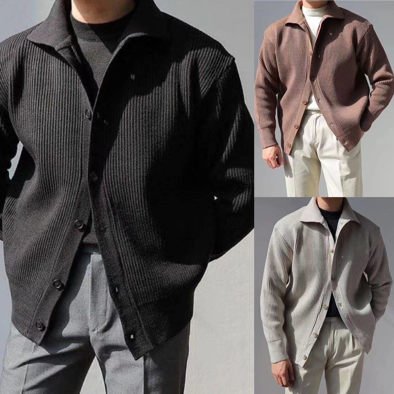 Herren Jacke Strukturiert Button Down Modern