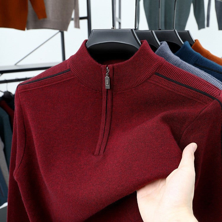 Herren Fleece-Pullover Modern Stehkragen Reißverschluss - BerlinGlamour