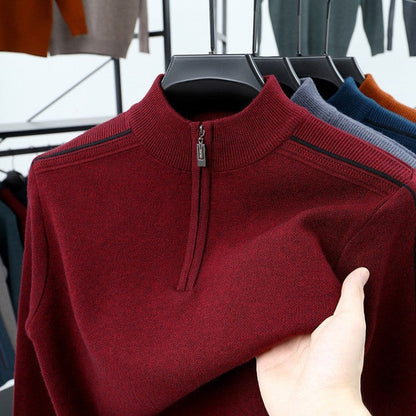 Herren Fleece-Pullover Modern Stehkragen Reißverschluss - BerlinGlamour