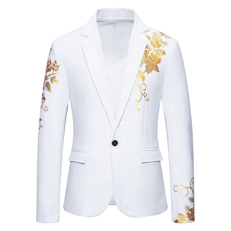 Herren Blazer Elegant Floral Goldfarben Modern