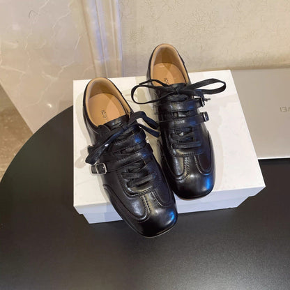Damen Schnürschuhe Glänzend Leder Elegant Modisch