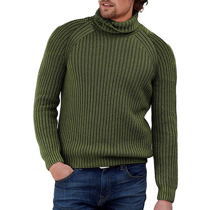 Herren Pullover Grobstrick Strukturiert Hochkragen Modern
