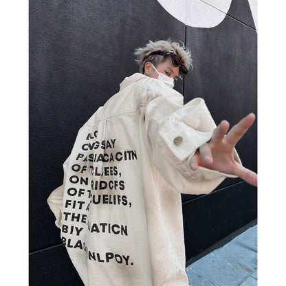 Herren Denimjacke Oversize mit Fransen und Grafik-Print Trendy - BerlinGlamour