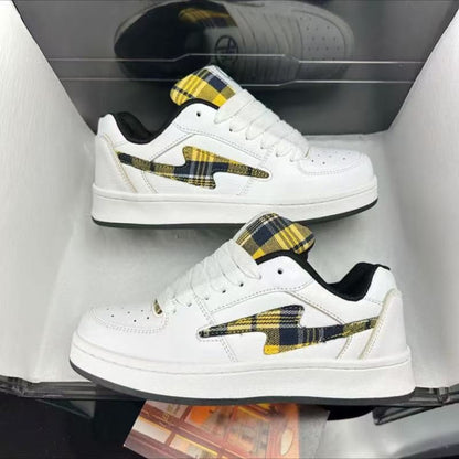 Damen Sneaker Karomuster Weich mit Dämpfung