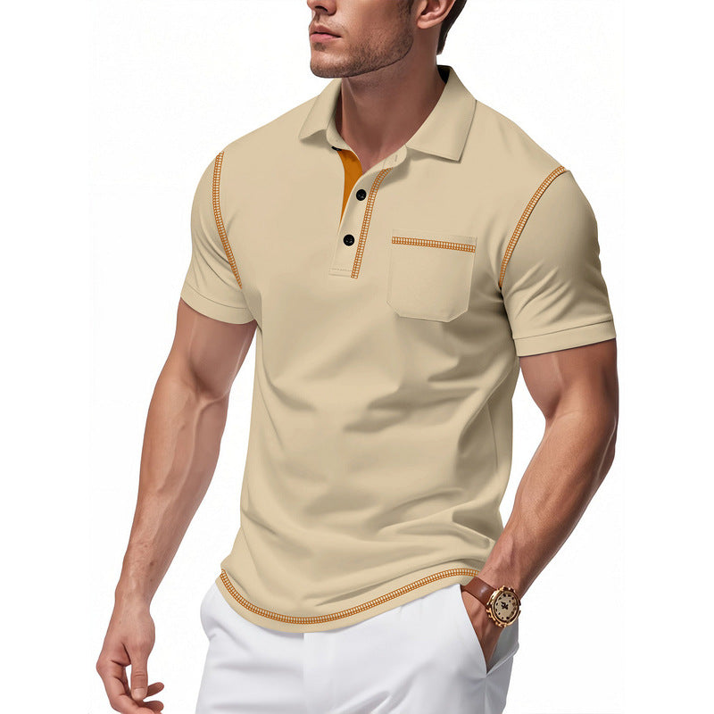 Herren Polo-Shirt Modern Kontrastkragen Slim Fit
