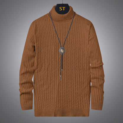 Herren Pullover Rollkragen Strick Zopfmuster Modern