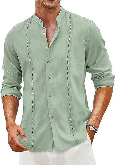 Herren Langarmhemd mit Henley Kragen Modern Elegant