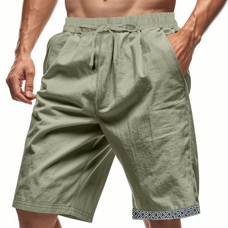Herren Strandshorts Leinen Bequem Elastisch