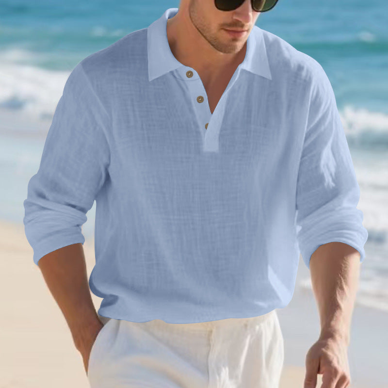 Herren Henley-Shirt Langarm Modern Knopf-Details Trendy