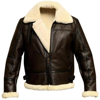 Lederjacke Herren Weich Teddyfutter Lammleder Schwarz