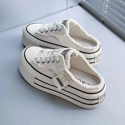 Damen Sneaker Plüsch Plattform Sportschuh Schwarz