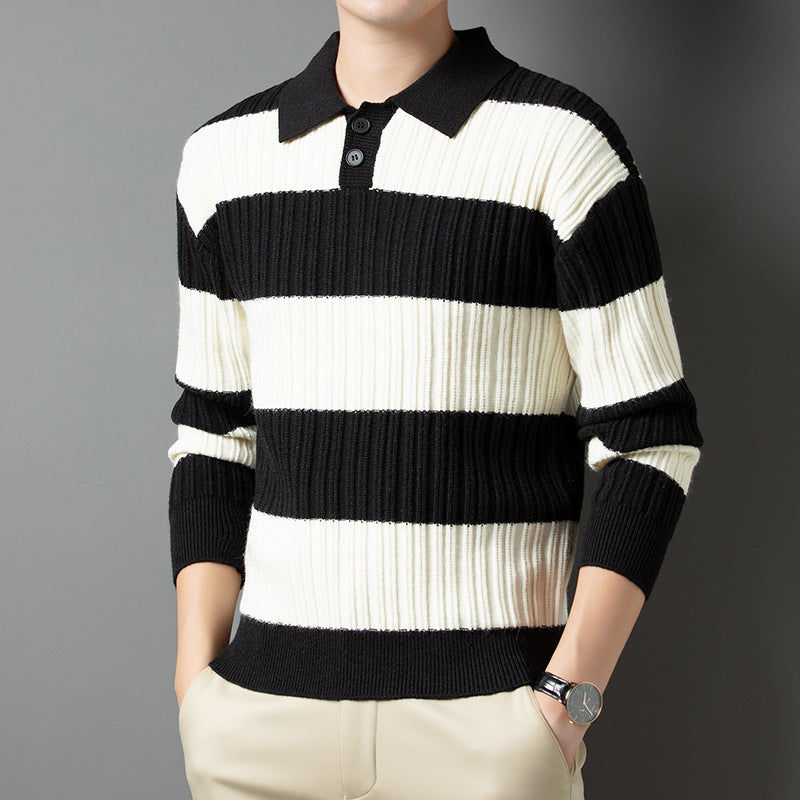 Herren Pullover Strukturiert Polokragen Modern Glamour