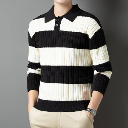 Herren Pullover Strukturiert Polokragen Modern Glamour