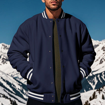 Herren Collegejacke Elastisch Rippbündchen Sportlich