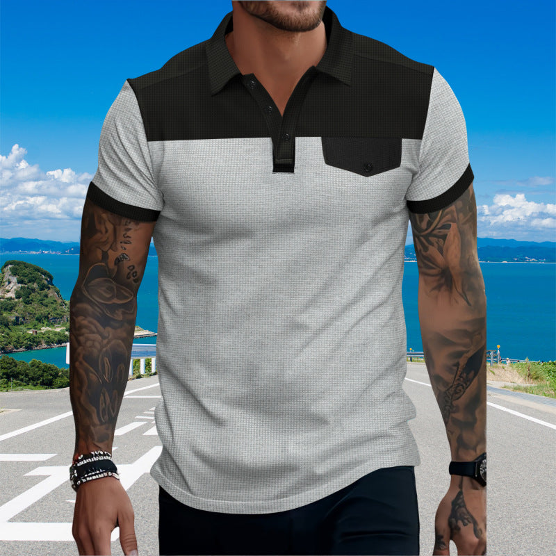 Herren Polohemd Sportlich Modern Kontrast Kragen