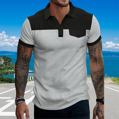 Herren Polohemd Sportlich Modern Kontrast Kragen