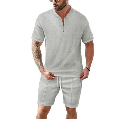Herren Sportset Kurzarm Reißverschluss Funktionsshirt