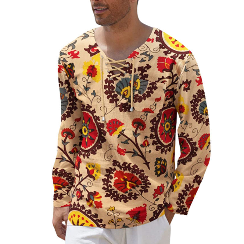Herren Langarmshirt Patchwork Trendig Berlin Style