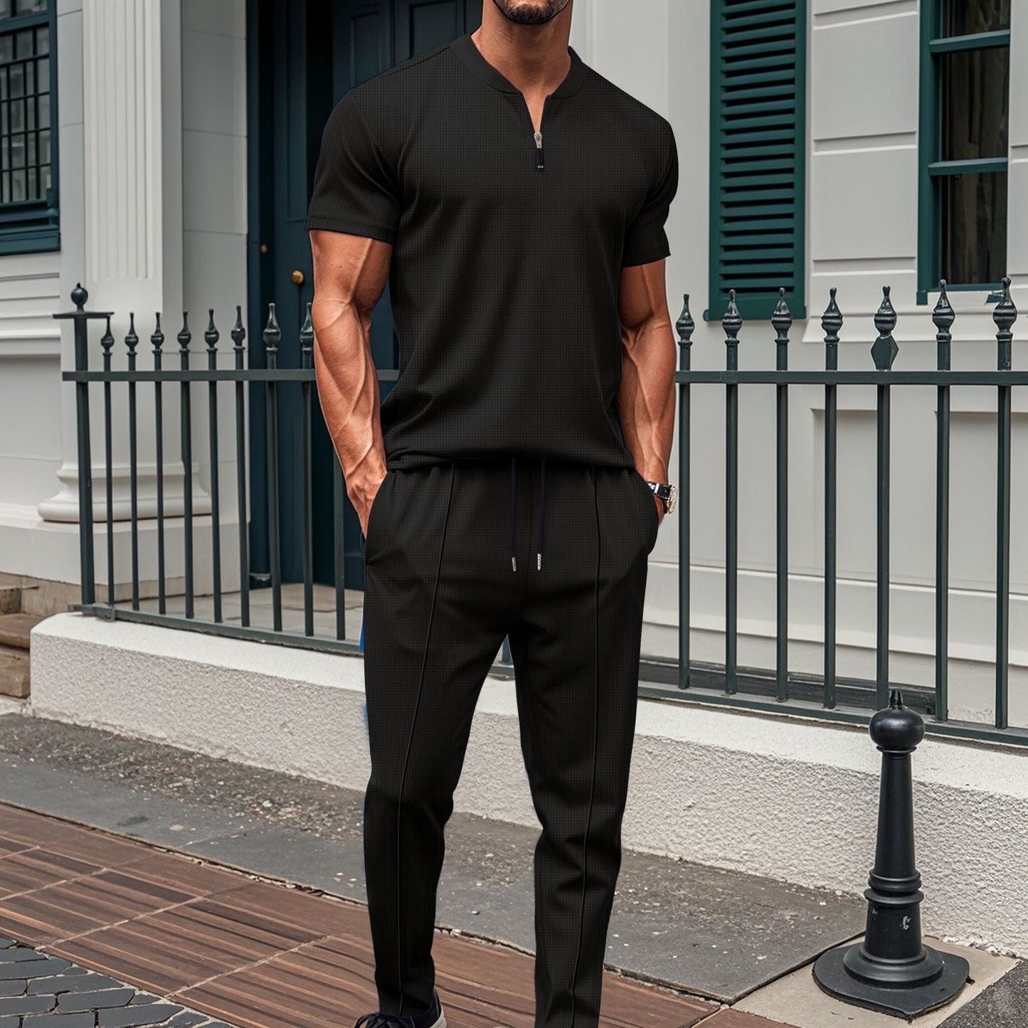 Herren Freizeitanzug Modern Elegant Reißverschluss Hoher Kragen
