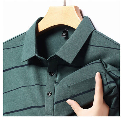 Herren Poloshirt Kurzarm Streifenmuster Elegant Modern