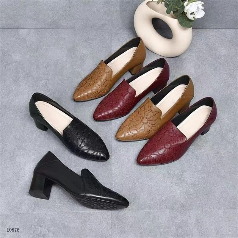 Damen Slingback Pumps Blumendesign Blockabsatz Elegант