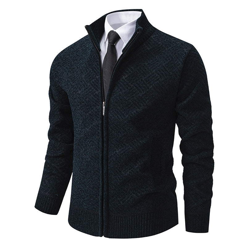 Herren Strickjacke Modern mit Reißverschluss und Buntmuster