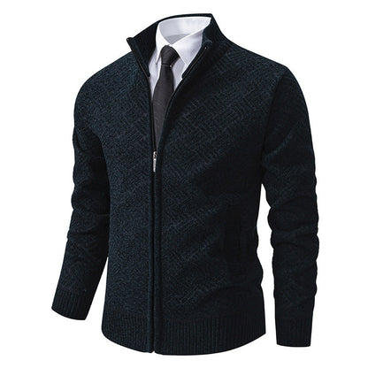 Herren Strickjacke Modern mit Reißverschluss und Buntmuster