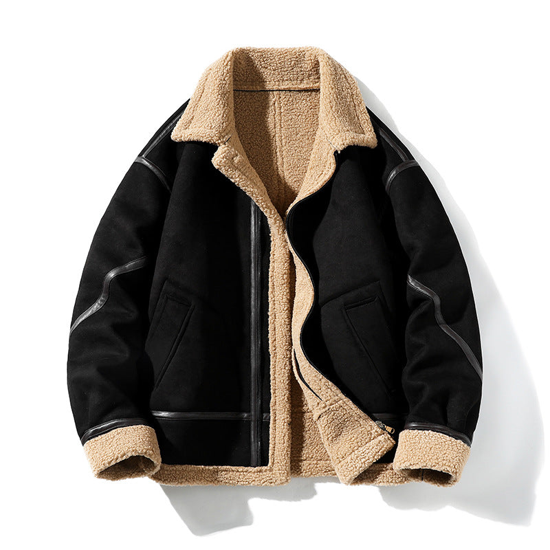 Lammfelljacke Herren Modern Überwurf Design Luxus