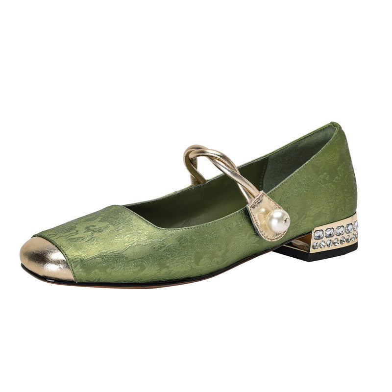 Elegante Damen Ballerinas mit Perlen Schmuck