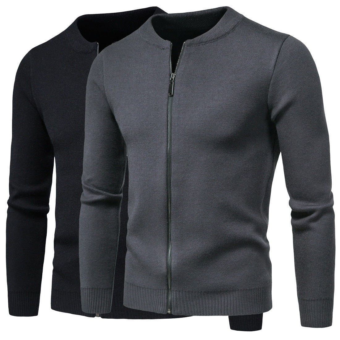 Herren Strickjacke Modern mit Zipper und Hochkragen