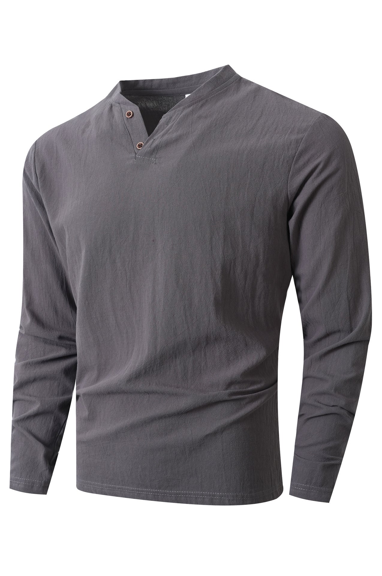 Herren Langarmshirt Stehkragen Modern Knopfdesign