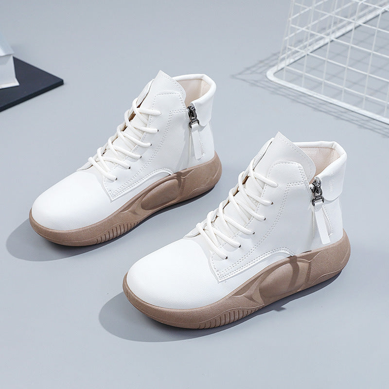 Damen Sneaker High-Top Modisch Reißverschluss Schwarz
