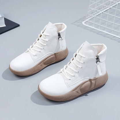 Damen Sneaker High-Top Modisch Reißverschluss Schwarz