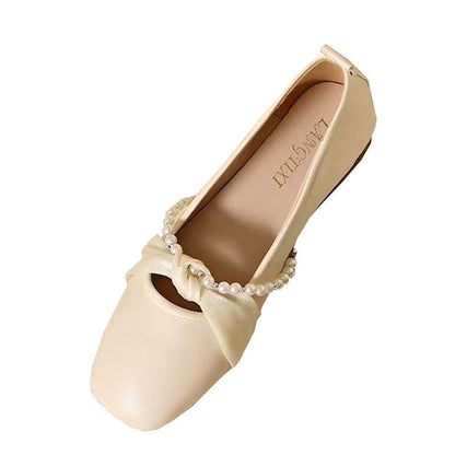 Damen Ballerinas Elegante Perlen Schuhe