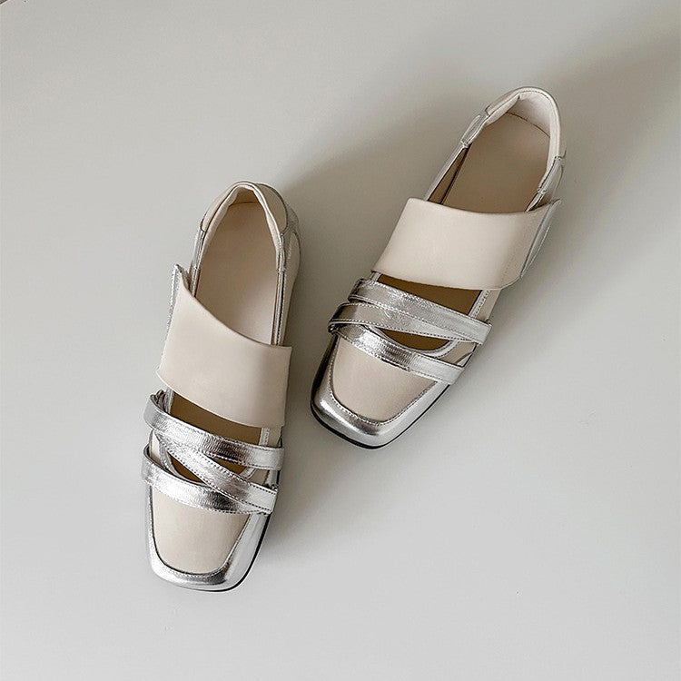 Damen Ballerina Schuhe Metallic Details Modern